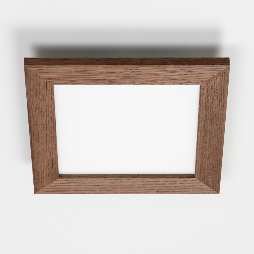 Eglo - LED RGBW s možností prigušivanja površinski montiran panel SALOBRENA-C WOOD LED/16W/230V 2700-6500K 34x34 cm tamno smeđa + daljinski upravljač