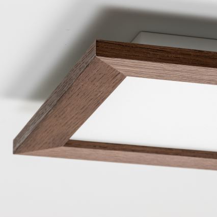 Eglo - LED RGBW s možností prigušivanja površinski montiran panel SALOBRENA-C WOOD LED/16W/230V 2700-6500K 34x34 cm tamno smeđa + daljinski upravljač