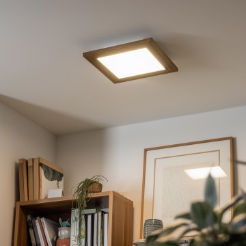 Eglo - LED RGBW Prigušivi nadgradni panel SALOBRENA-C WOOD LED/16W/230V 2700-6500K 34x34 cm smeđa + daljinski upravljač