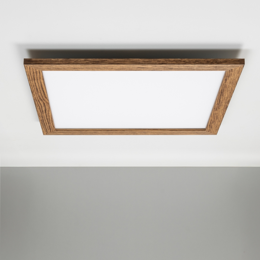 Eglo - LED RGBW Prigušivi nadgradni panel SALOBRENA-C WOOD LED/30,5W/230V 2700-6500K 64x64 cm smeđa + daljinski upravljač