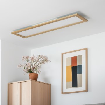 Eglo - LED RGBW Prigušivi nadgradni/ugradbeni panel SALOBRENA-C WOOD LED/34W/230V 2700-6500K 34x124 cm smeđa + daljinski upravljač