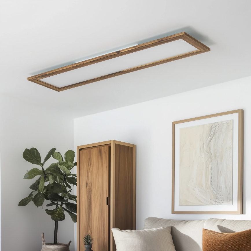 Eglo - LED RGBW Prigušivi nadgradni/ugradbeni panel SALOBRENA-C WOOD LED/34W/230V 2700-6500K 34x124 cm smeđa + daljinski upravljač