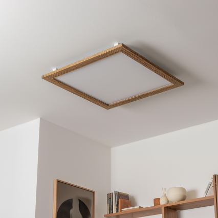 Eglo - LED RGBW Prigušivi nadgradni panel SALOBRENA-C WOOD LED/30,5W/230V 2700-6500K 64x64 cm smeđa + daljinski upravljač
