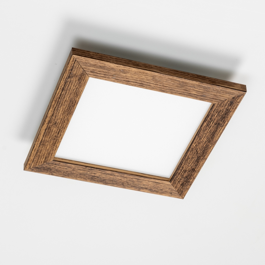 Eglo - LED RGBW panel za površinsku montažu s mogućnošću prigušivanja SALOBRENA-C WOOD LED/16W/230V 2700-6500K 34x34 cm smeđa + daljinski upravljač