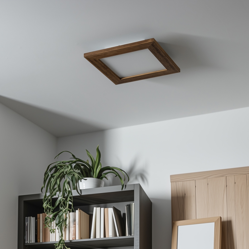 Eglo - LED RGBW panel za površinsku montažu s mogućnošću prigušivanja SALOBRENA-C WOOD LED/16W/230V 2700-6500K 34x34 cm smeđa + daljinski upravljač