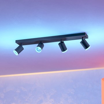 Eglo - LED RGBW reflektorsko svjetlo s mogućnošću prigušivanja 4xLED/3,7W/230V 2700-6500K crno