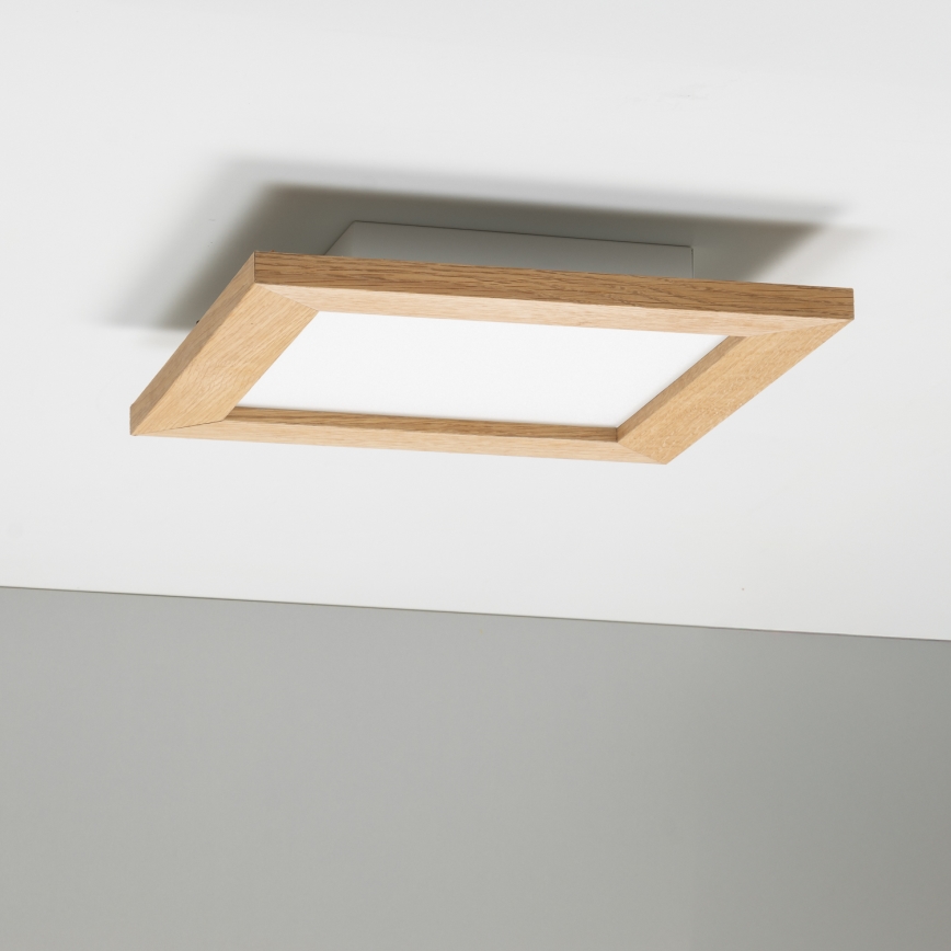 Eglo - LED RGBW panel za površinsku montažu s mogućnošću prigušivanja SALOBRENA-C WOOD LED/16W/230V 2700-6500K 34x34 cm smeđa + daljinski upravljač