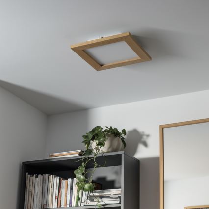 Eglo - LED RGBW panel za površinsku montažu s mogućnošću prigušivanja SALOBRENA-C WOOD LED/16W/230V 2700-6500K 34x34 cm smeđa + daljinski upravljač