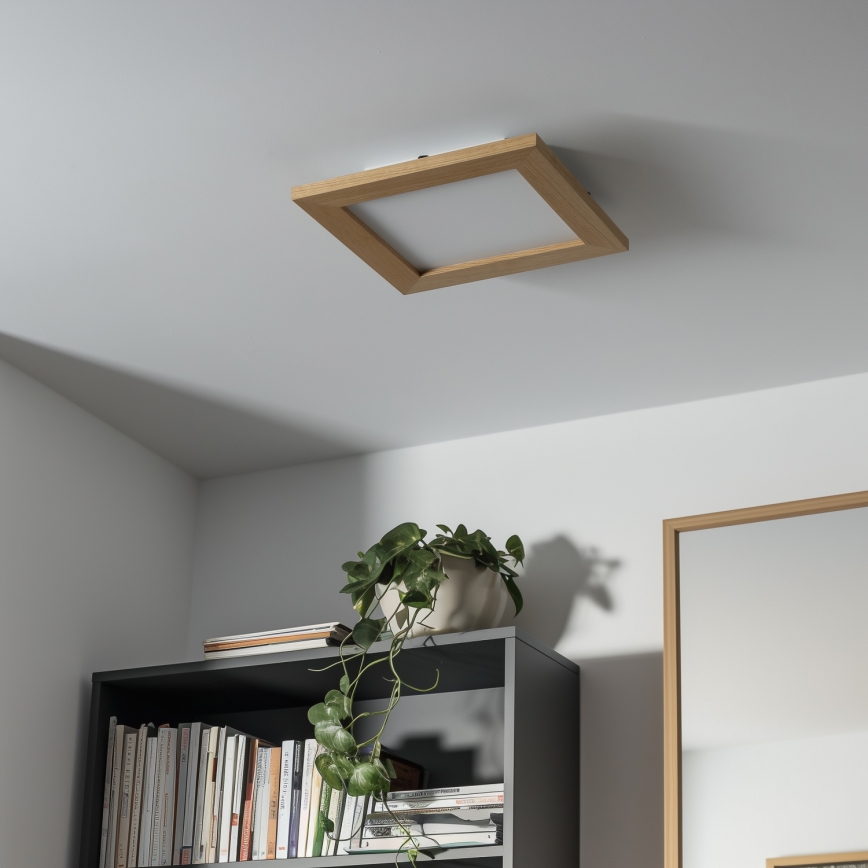 Eglo - LED RGBW panel za površinsku montažu s mogućnošću prigušivanja SALOBRENA-C WOOD LED/16W/230V 2700-6500K 34x34 cm smeđa + daljinski upravljač