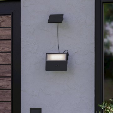Eglo - LED solarna zidna svjetiljka s senzorom LED/6,7W/3,7 2400 mAh IP44 crna