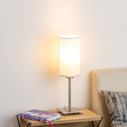 Eglo - LED  Stolna lampa TUNJA 1xE27/60W/230V 26,5 cm mat krom/bijela