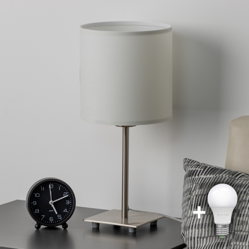 Eglo - LED  Stolna lampa TUNJA 1xE27/60W/230V 26,5 cm mat krom/bijela