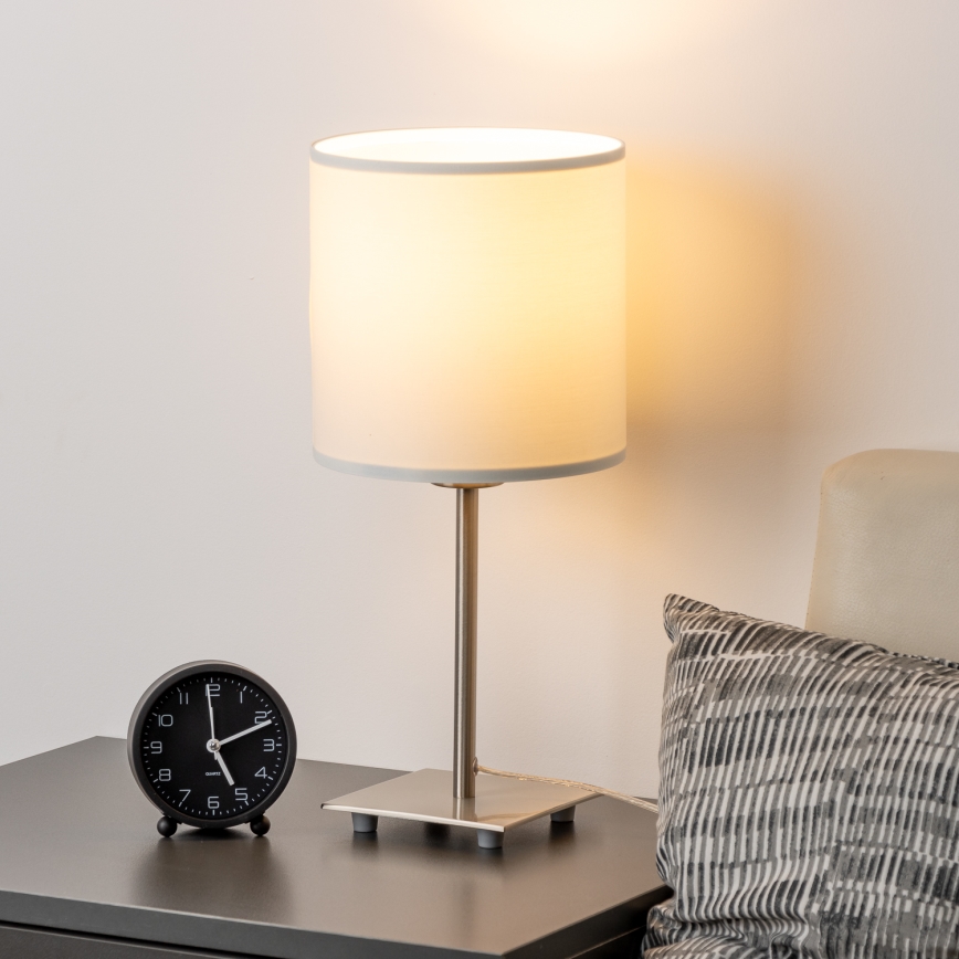 Eglo - LED  Stolna lampa TUNJA 1xE27/60W/230V 26,5 cm mat krom/bijela