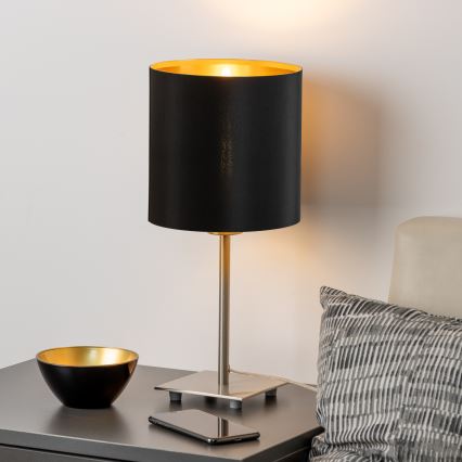 Eglo - LED  Stolna lampa TUNJA 1xE27/60W/230V 26,5 cm mat krom/crna