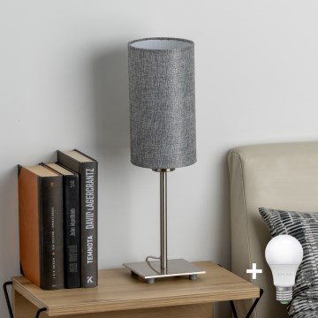 Eglo - LED  Stolna lampa TUNJA 1xE27/60W/230V 26,5 cm mat krom/siva