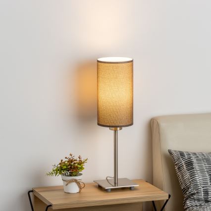 Eglo - LED  Stolna lampa TUNJA 1xE27/60W/230V 26,5 cm mat krom/smeđa