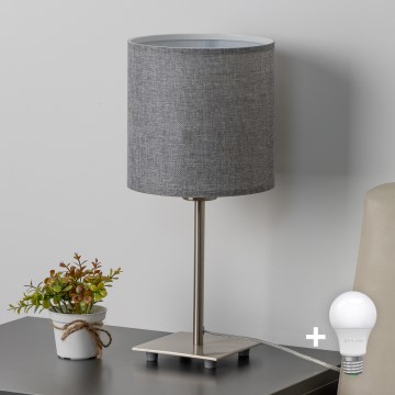 Eglo - LED  Stolna lampa TUNJA 1xE27/60W/230V 26,5 cm matni krom/siva