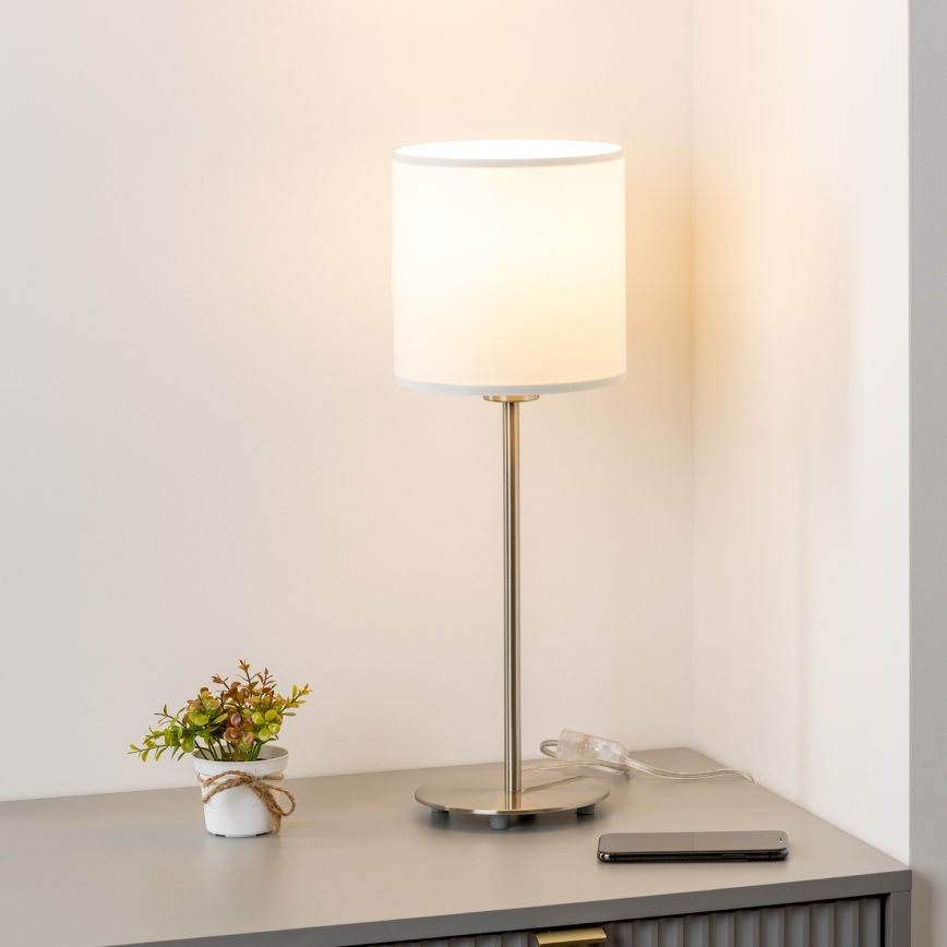 Eglo - LED  Stolna lampa TUNJA 1xE27/60W/230V 38,5 cm mat krom/bijela