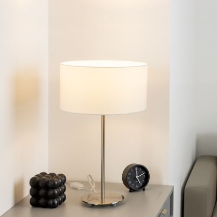 Eglo - LED  Stolna lampa TUNJA 1xE27/60W/230V 38,5 cm mat krom/bijela