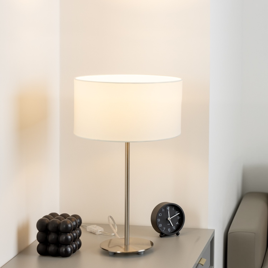 Eglo - LED  Stolna lampa TUNJA 1xE27/60W/230V 38,5 cm mat krom/bijela