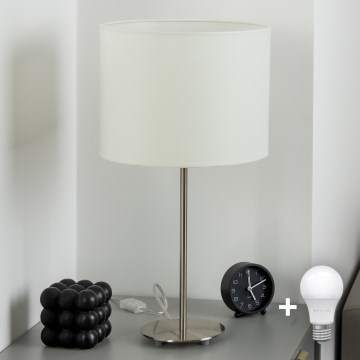 Eglo - LED Stolna lampa TUNJA 1xE27/60W/230V 38,5 cm mat krom/bijela