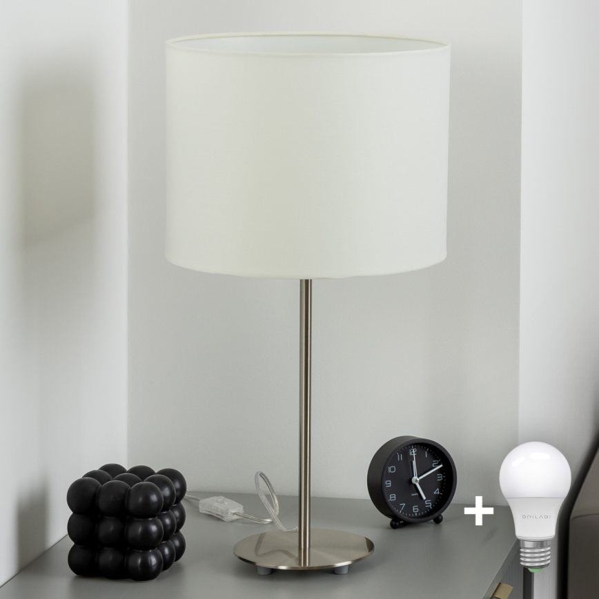 Eglo - LED  Stolna lampa TUNJA 1xE27/60W/230V 38,5 cm mat krom/bijela