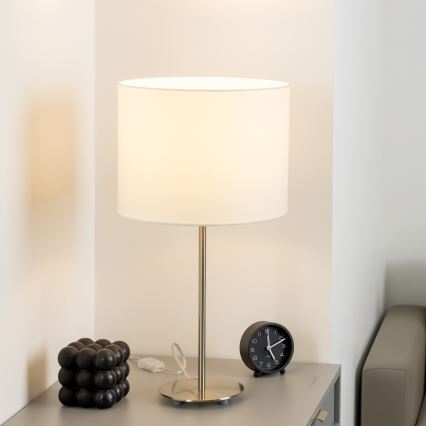 Eglo - LED  Stolna lampa TUNJA 1xE27/60W/230V 38,5 cm mat krom/bijela