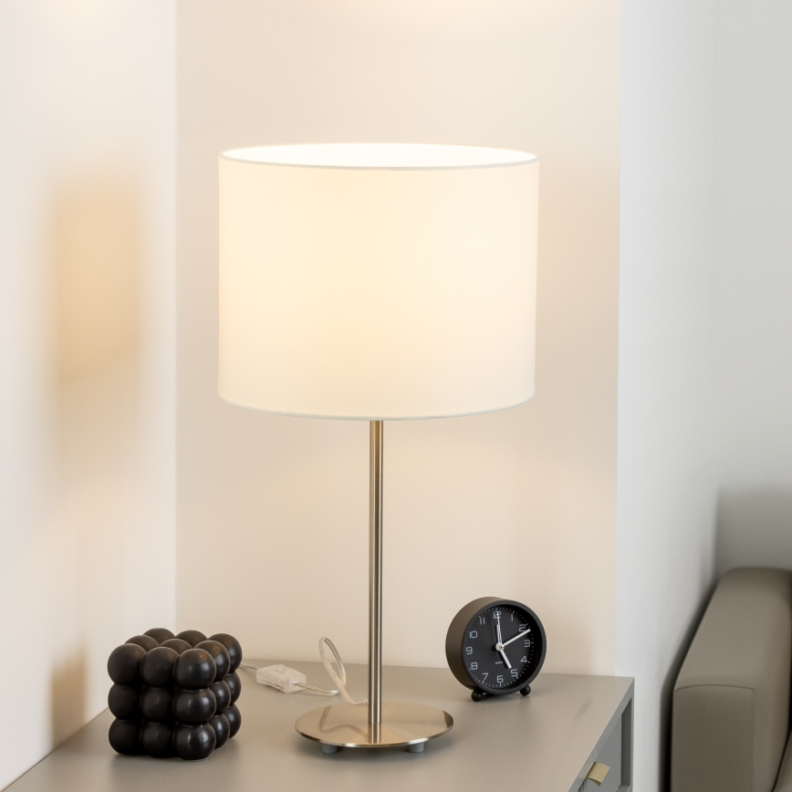 Eglo - LED  Stolna lampa TUNJA 1xE27/60W/230V 38,5 cm mat krom/bijela