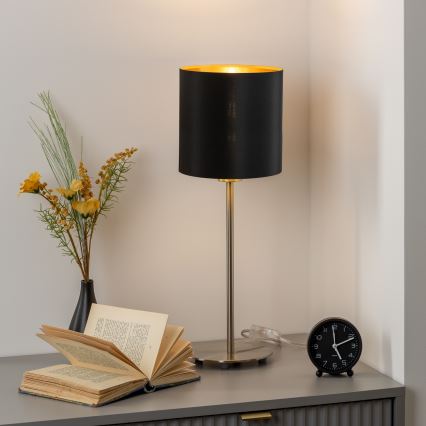 Eglo - LED  Stolna lampa TUNJA 1xE27/60W/230V 38,5 cm mat krom/crna