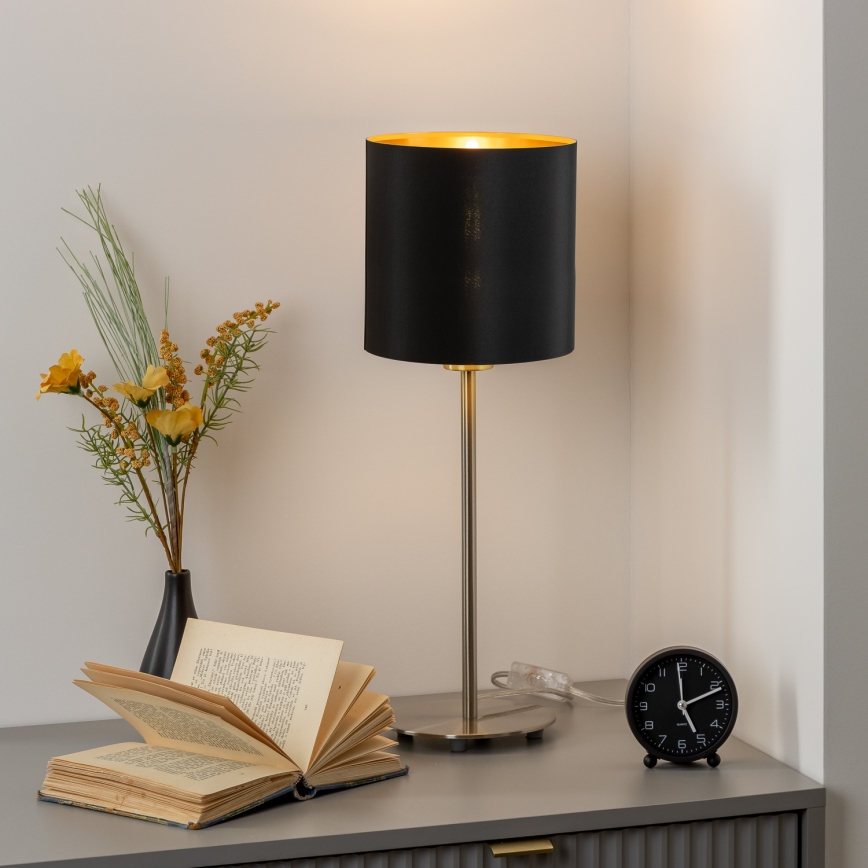 Eglo - LED  Stolna lampa TUNJA 1xE27/60W/230V 38,5 cm mat krom/crna