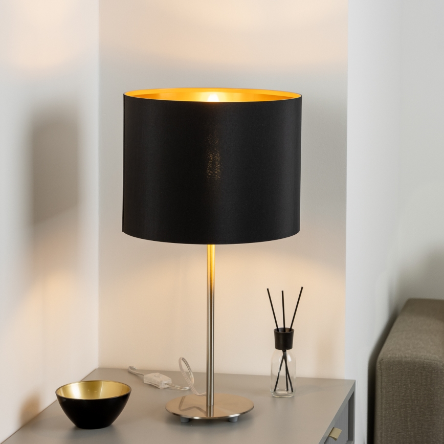 Eglo - LED  Stolna lampa TUNJA 1xE27/60W/230V 38,5 cm mat krom/crna