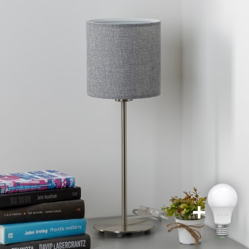 Eglo - LED  Stolna lampa TUNJA 1xE27/60W/230V 38,5 cm mat krom/siva