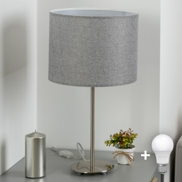 Eglo - LED  Stolna lampa TUNJA 1xE27/60W/230V 38,5 cm mat krom/siva