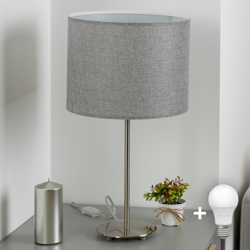 Eglo - LED  Stolna lampa TUNJA 1xE27/60W/230V 38,5 cm mat krom/siva