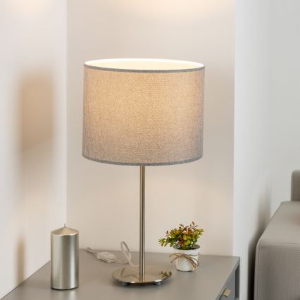 Eglo - LED  Stolna lampa TUNJA 1xE27/60W/230V 38,5 cm mat krom/siva