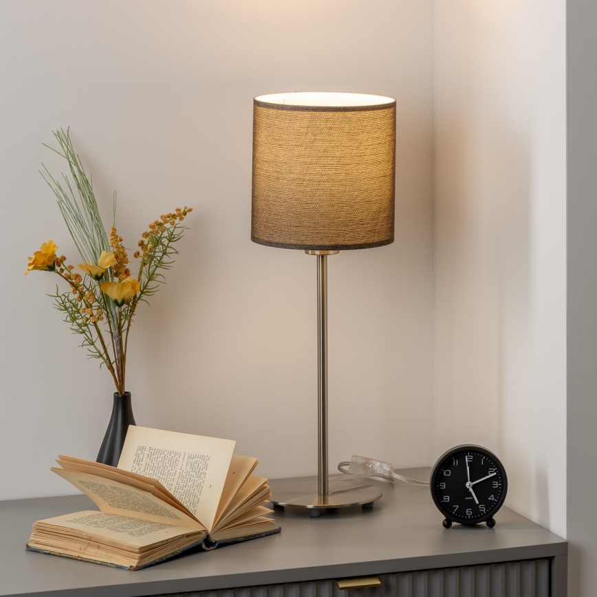 Eglo - LED  Stolna lampa TUNJA 1xE27/60W/230V 38,5 cm mat krom/smeđa