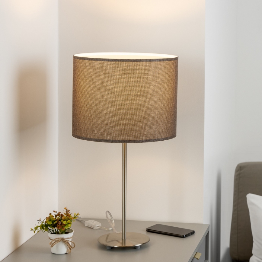 Eglo - LED  Stolna lampa TUNJA 1xE27/60W/230V 38,5 cm mat krom/smeđa