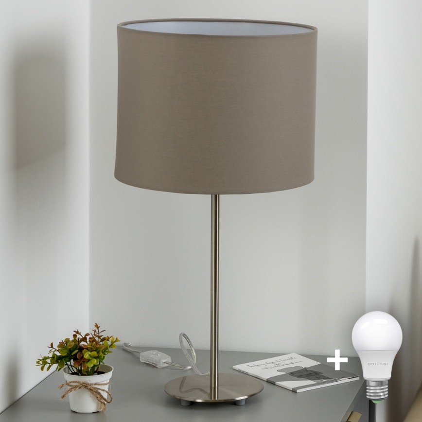Eglo - LED  Stolna lampa TUNJA 1xE27/60W/230V 38,5 cm mat krom/taupe