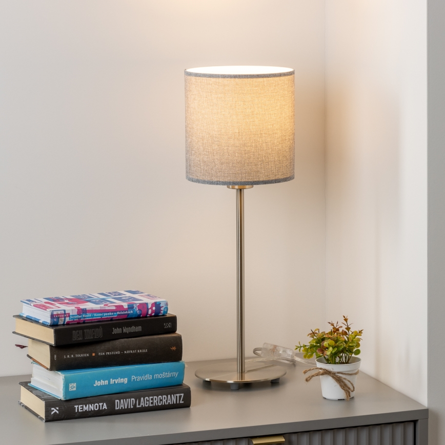 Eglo - LED stolna lampa TUNJA 1xE27/60W/230V 38,5 cm matni krom/siva
