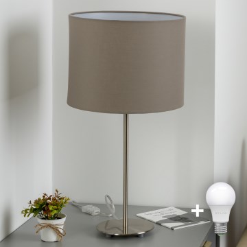 Eglo - LED stolna lampa TUNJA 1xE27/60W/230V 38,5 cm matni krom/taupe