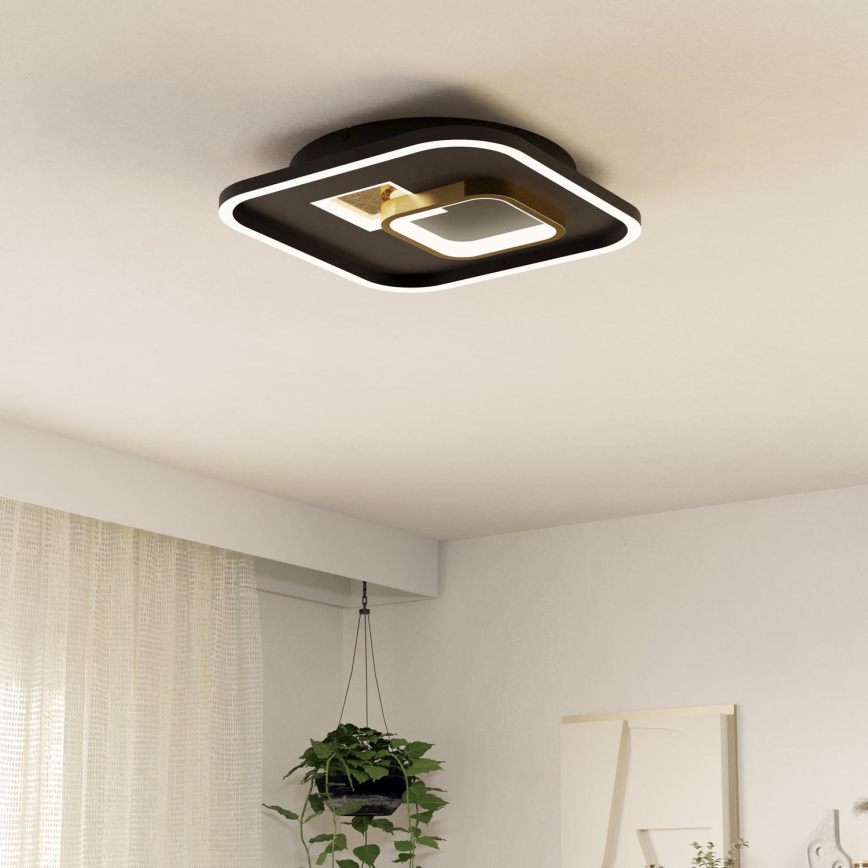 Eglo - LED Stropna svjetiljka 1xLED/16,2W/230V + 1xLED/9,2W 38x38 cm crna/zlatna
