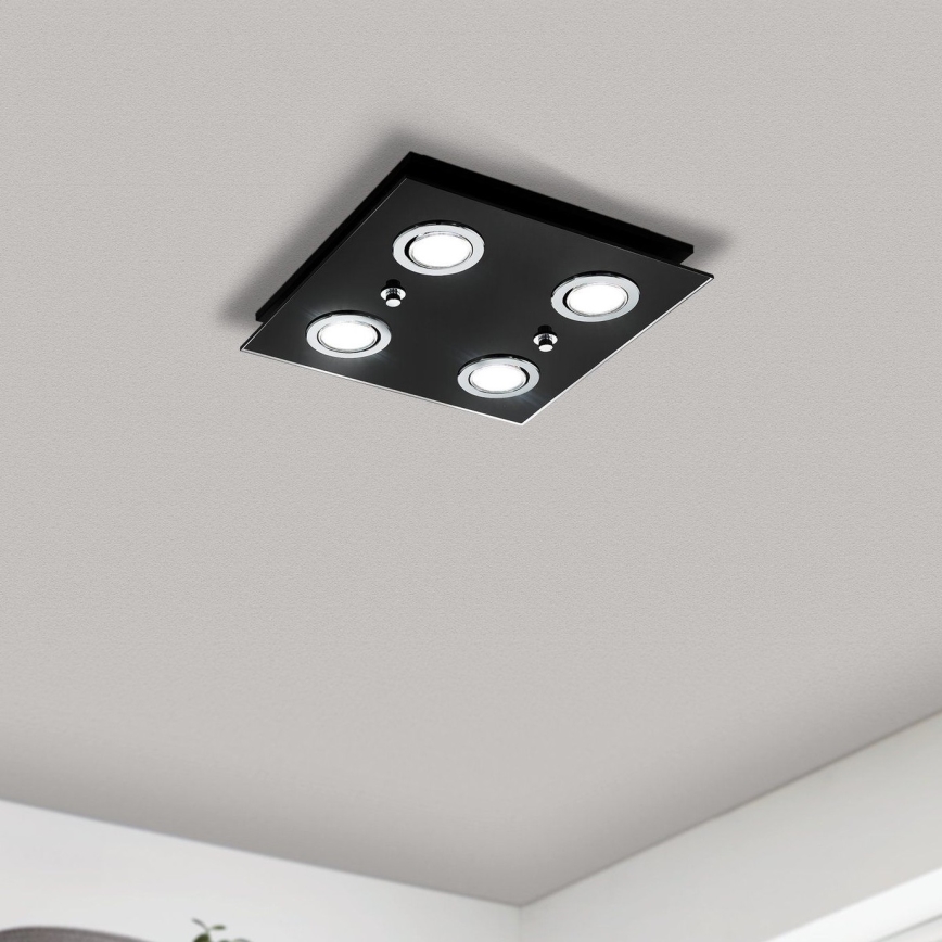 Eglo - LED Stropna svjetiljka 4xGU10/2,8W/230V 3000K crna