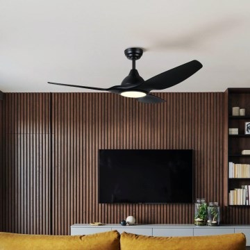 Eglo - LED stropni ventilator s prigušivanjem svjetla LED/16W/230V crni + daljinski upravljač