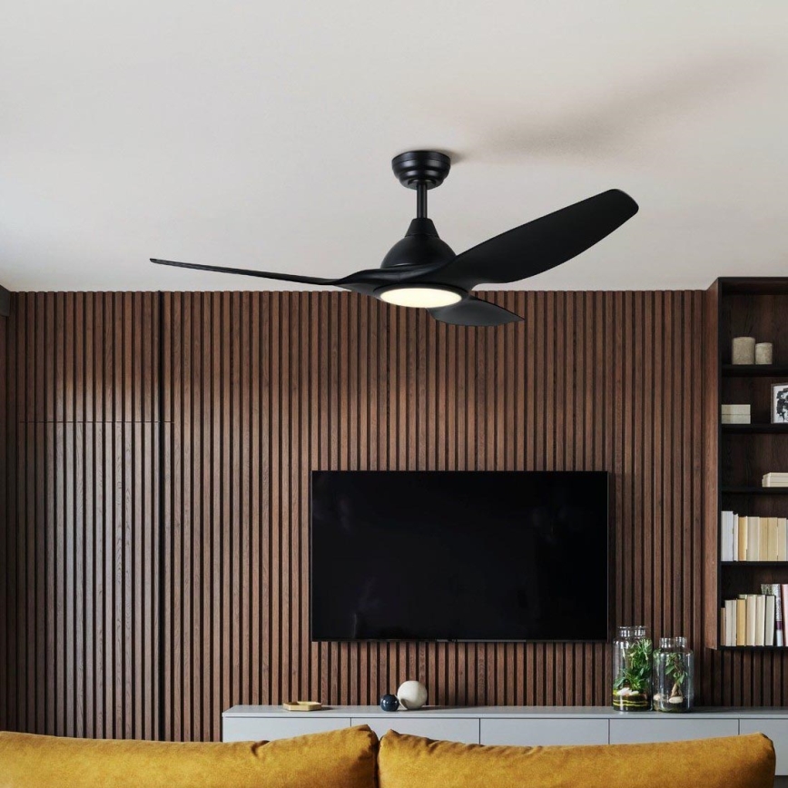 Eglo - LED stropni ventilator s prigušivanjem svjetla LED/16W/230V crni + daljinski upravljač