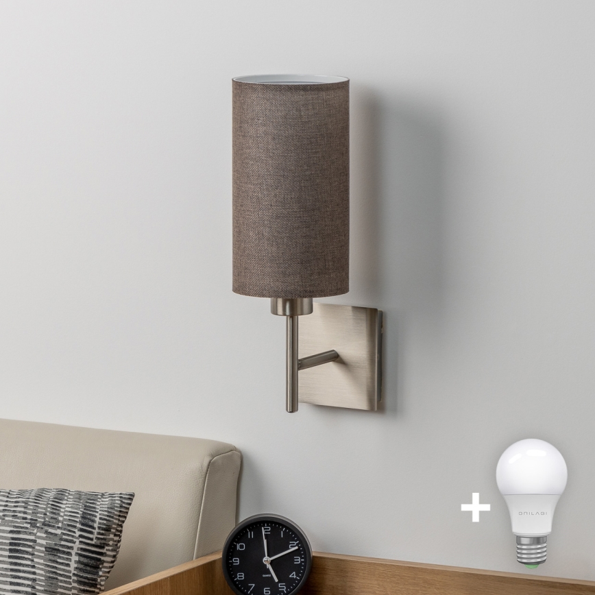 Eglo - LED  Zidna svjetiljka TUNJA 1xE27/60W/230V mat krom/smeđa