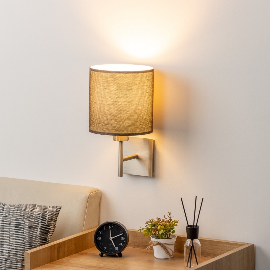 Eglo - LED  Zidna svjetiljka TUNJA 1xE27/60W/230V mat krom/smeđa