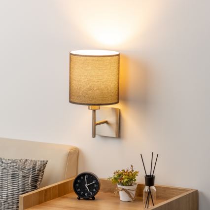 Eglo - LED Zidna svjetiljka TUNJA 1xE27/60W/230V mat krom/ smeđa