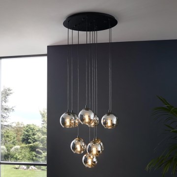 Eglo - Luster na sajli 10xE27/40W/230V crna/sjajni krom