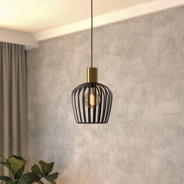 Eglo - Luster na sajli 1xE27/40W/230V crna/zlatna
