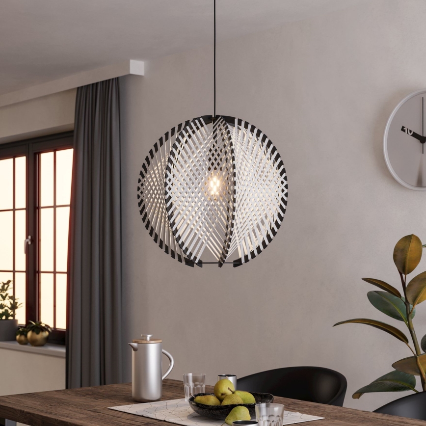 Eglo - Luster na sajli 1xE27/40W/230V pr. 48 cm bijela/crna